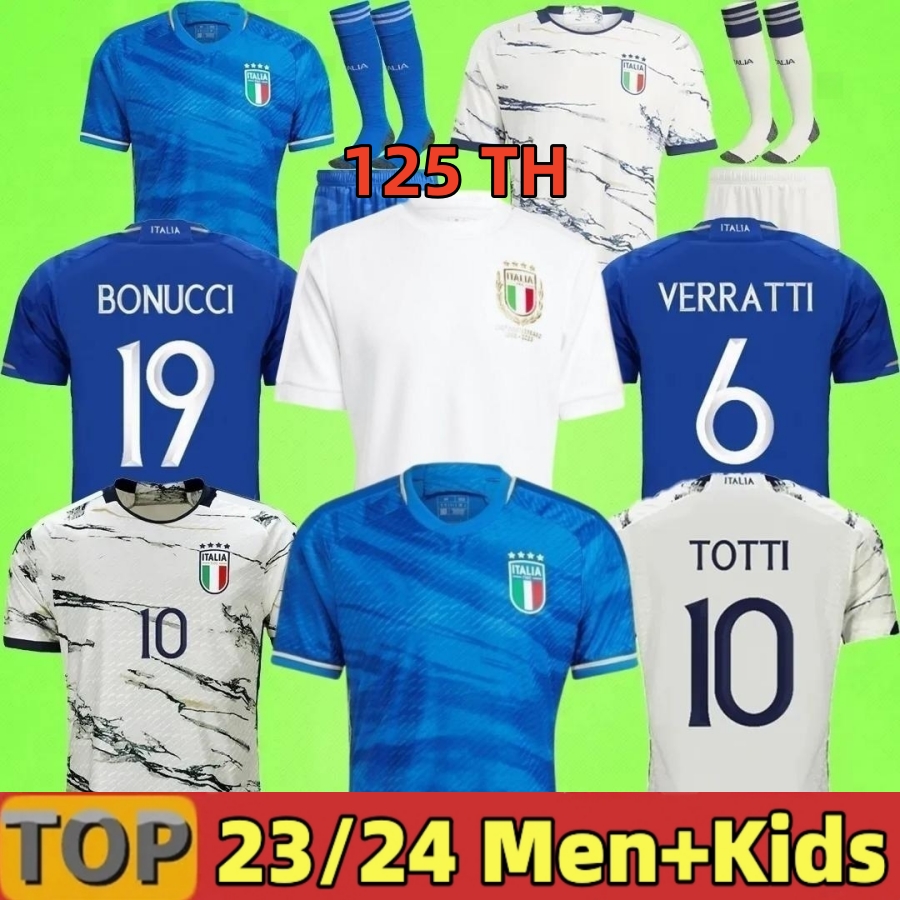 

4XL 2023 italy 125 Years Anniversary soccer jerseys Italia 23 24 maglie da calcio VERRATTI CHIESA GNONTO football Shirt LORENZO PINAMONTI POLITANO 125TH uniforms, 23 24 away kids+socks