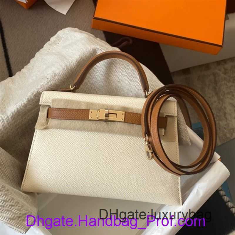 

Top Original Edition killye Tote Bag Designer handbag Hrems online store 2023 new leather palm pattern second generation killyes bag womens mini Anna s Have Real Logo, Milk white and brown 22cm gold buckle