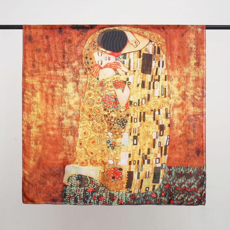 

Scarves Designer Brand Oil Painting Silk Scarf For Women Summer Travel Beach Sunshade Shawl Luxury Lady Long Bandana Bufandas