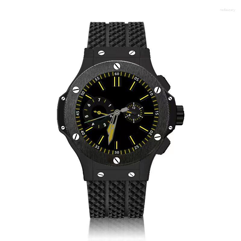 

Wristwatches Men's Luxury High Quality Automatic Mechanical Watch REQUIN BIG Black Stainless Steel Case Brazil Rubber Strap BANG Classic