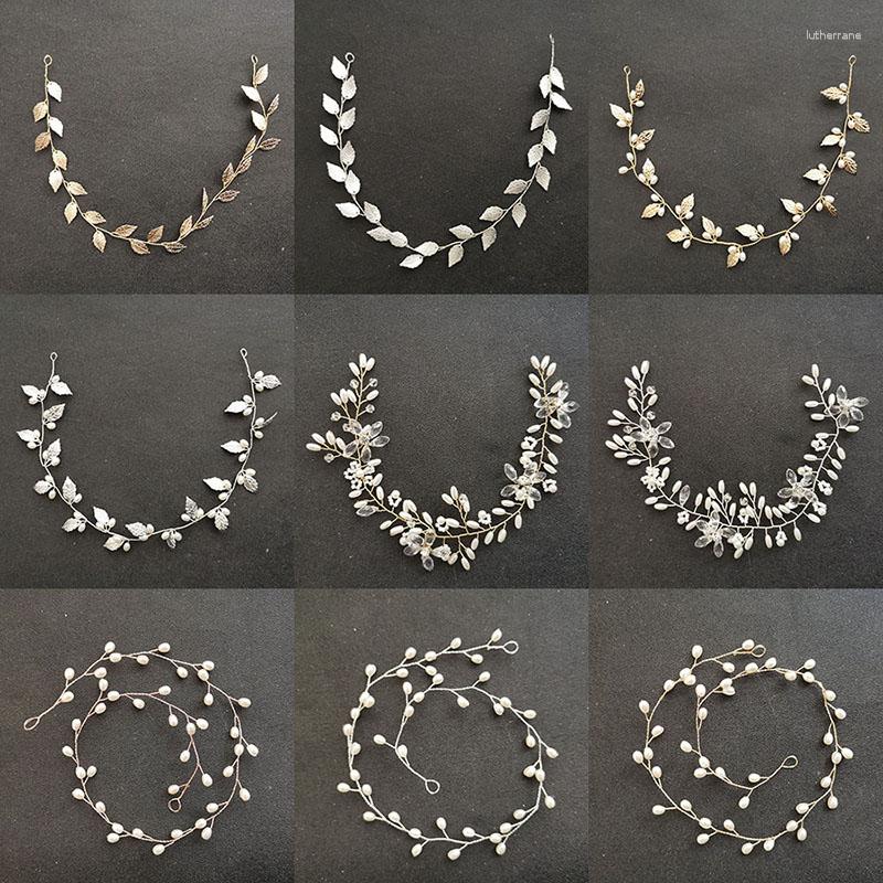 

Hair Clips SLBRIDAL Handmade Ins Baroque Style Alloy Leaf Pearl Bridal Vine Headband Wedding Headpieces Accessories Women Jewelry