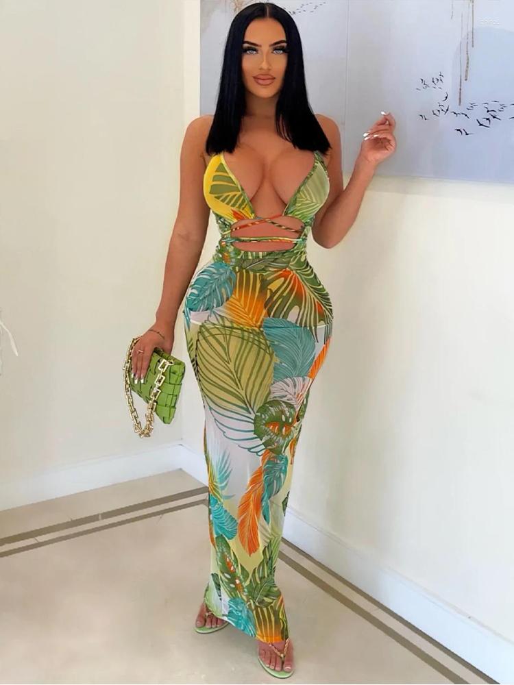 

Women' Two Piece Pants Summer Leaves Print Bohemian Maxi Dresses For Women 2023 Sexy Off The Shoulder Backless High Waist Vestidos Yellow, Blue
