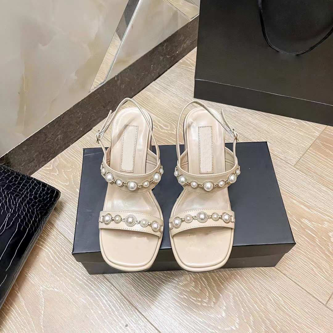 

Classics designer sandals women High heeled sandals chunky block Ankle Strap Dress shoes Designer Pumps Evening shoes black white size 35-42 letter printed