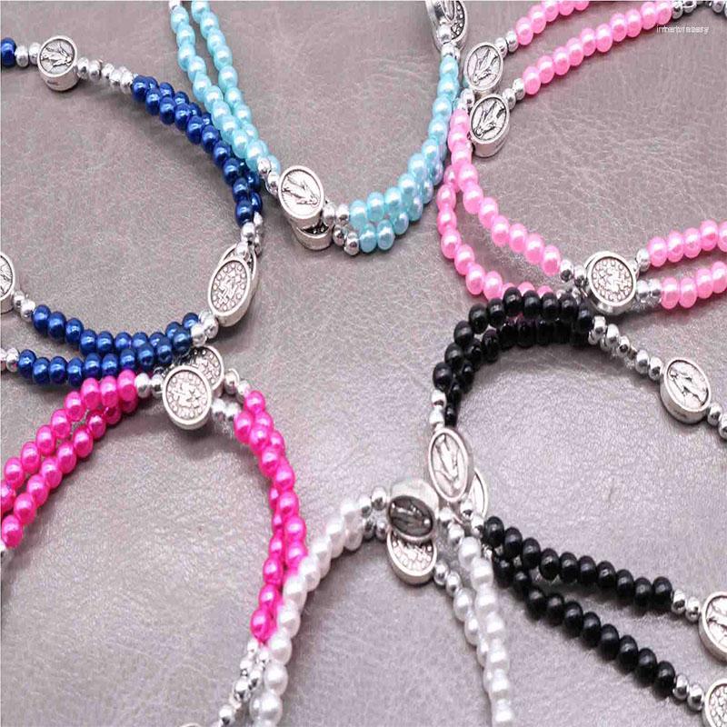 

Bangle Catholic Rosary White Crystal Bracelet Communion Boy Baby Baptism Grace