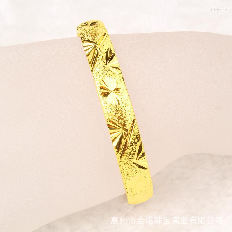 

Bangle Classic Carved Yellow Gold Filled Womens Bracelet Openable