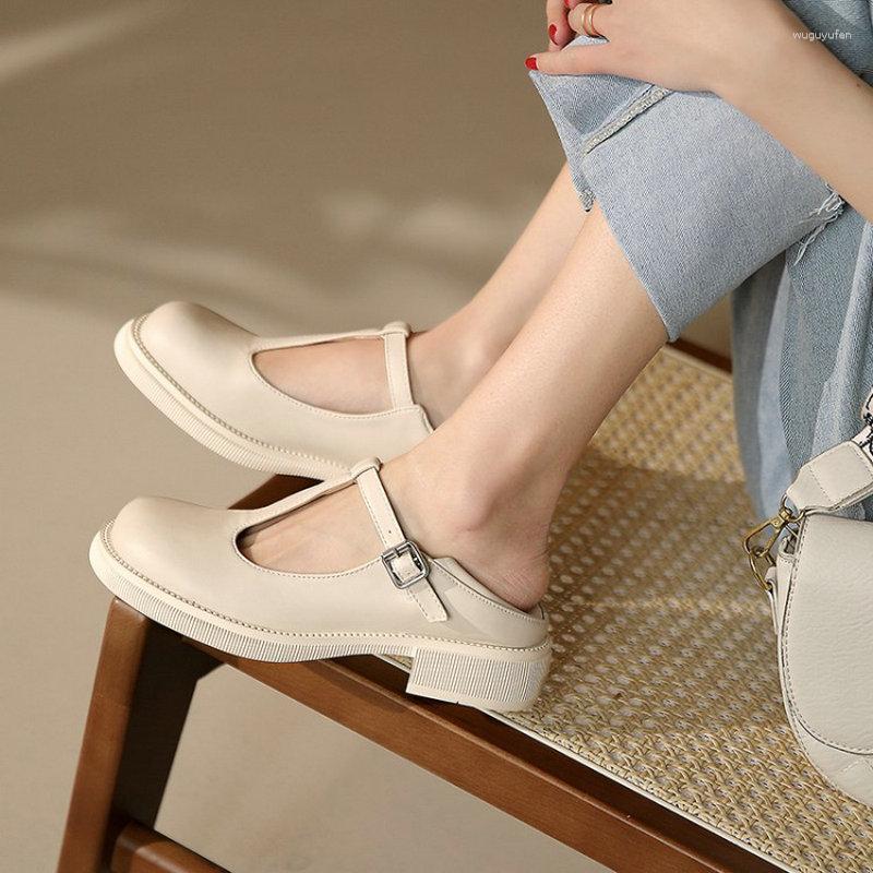 

Dress Shoes 2023 Sprig Autumn Round Toe Students Girls Mules Buckle T-strap Retro Ladies Mary Janes Small Size 33 Office Womens Pumps, Beige