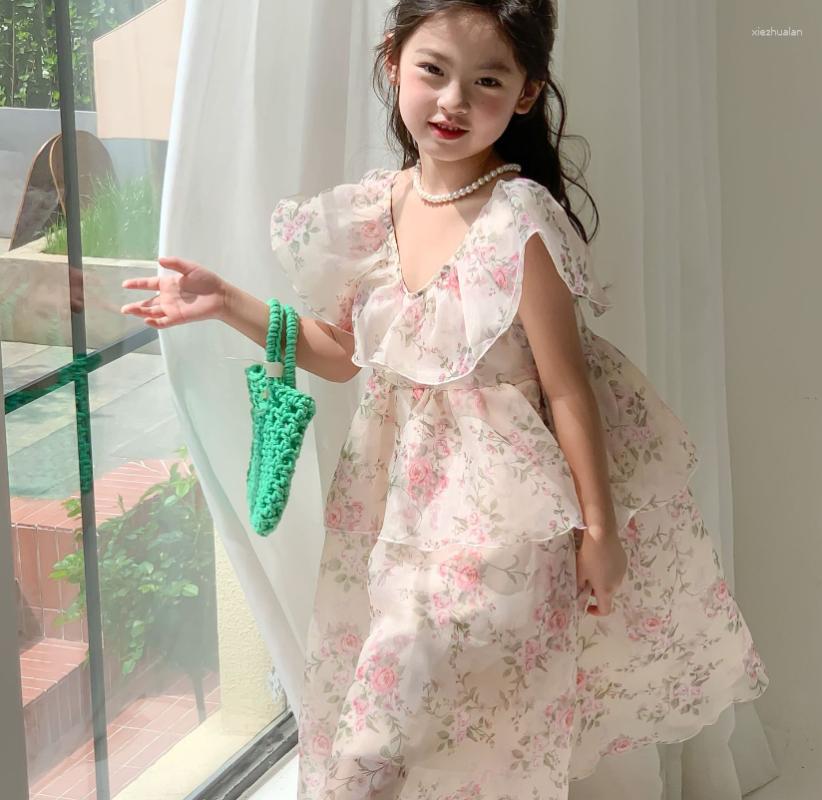 

Girl Dresses 2023 Girls Floral Chiffon Dress Summer Fashion Kids Clothes 2-8 Years, Picture shown