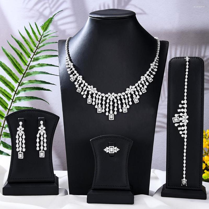 

Necklace Earrings Set GODKI Gold Color 4pcs Bridal Zirconia Jewellery Sets For Women Party Luxury Dubai Nigeria Wedding, Picture shown