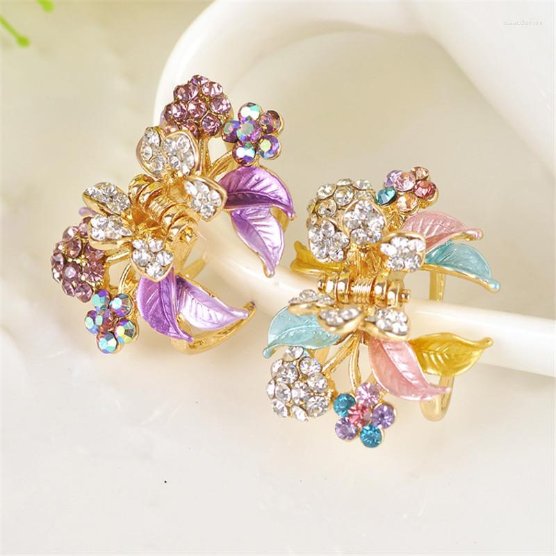 

Hair Clips High-Quality Women Alloy Enamel Flower Rhinestone Crystal Hairpins Bridal Wedding Girls Accessories