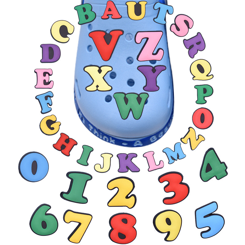 

Anime charms colorful alphabets wholesale childhood memories funny gift cartoon charms shoe accessories pvc decoration buckle soft rubber clog charms, Equally mixed colors