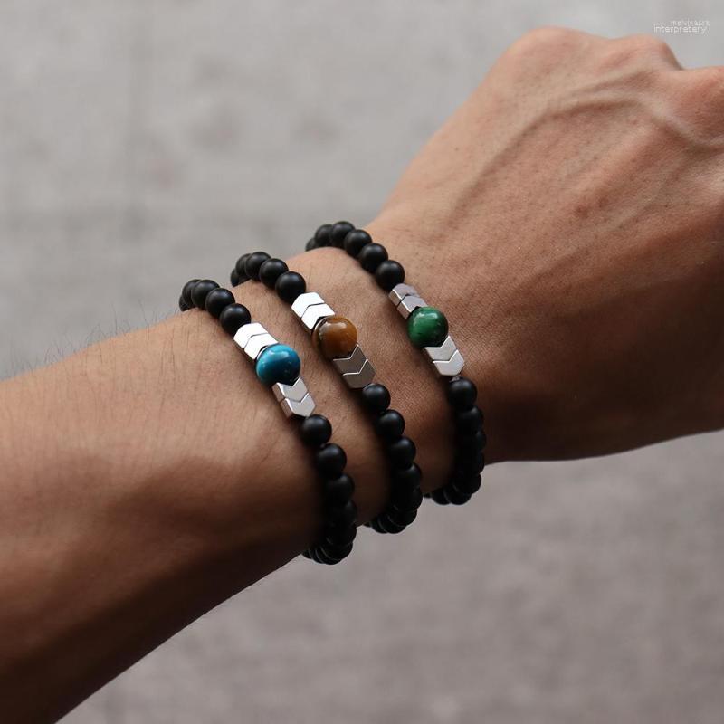 

Strand Trendy Tiger Eye Stone Bracelet Men 2023 Simple Handmade Matted Beaded For Jewelry Gift