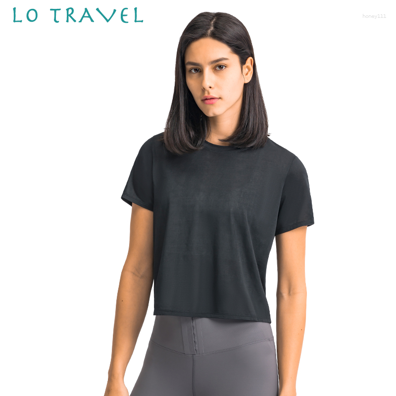 

Active Shirts LOTRAVEL Women Round Neck Loose Breathable Yoga Workout Top Clothes Gym Running Fitness Sports T-Shirts Short Sleeves Tops, Black