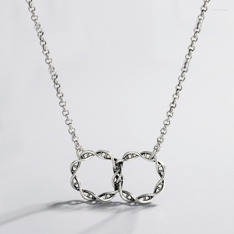 

Chains Fashion Creative Double-ring Necklace Ladies DNA Twisted Line Interlocking Jewelry 2023