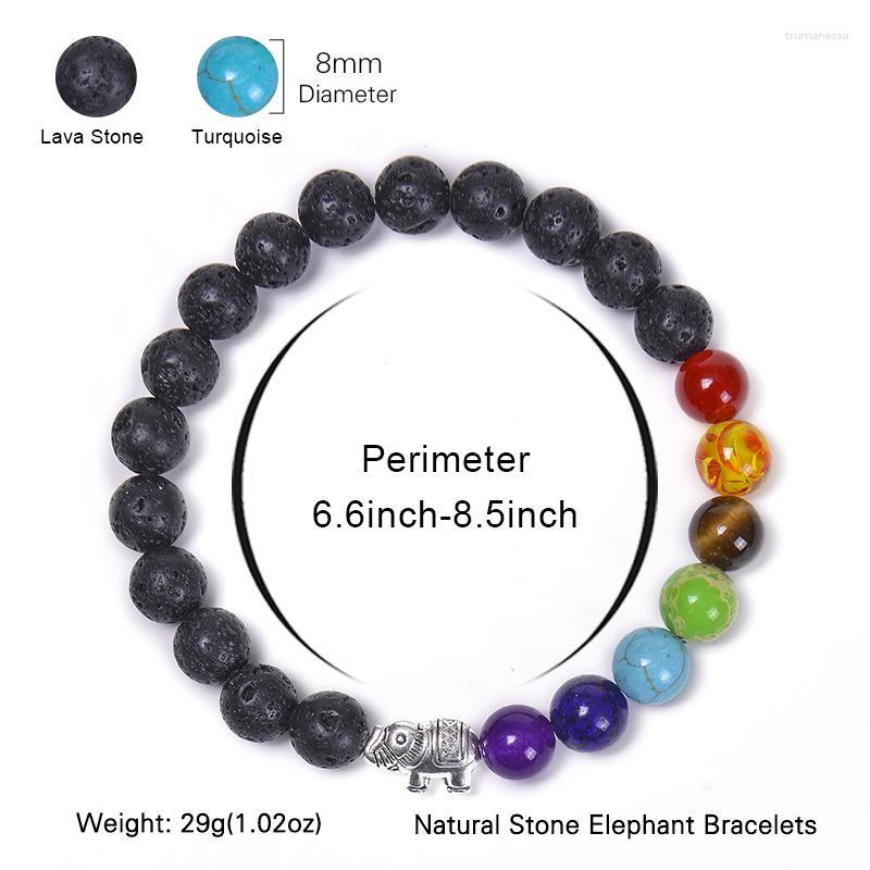 

Link Bracelets Chain 7 Chakra Natural Stone 8mm Beads Bracelet Men Onyx Tiger Eye Lava Energy Reiki Healing Yoga Buddha Jewelry For Women