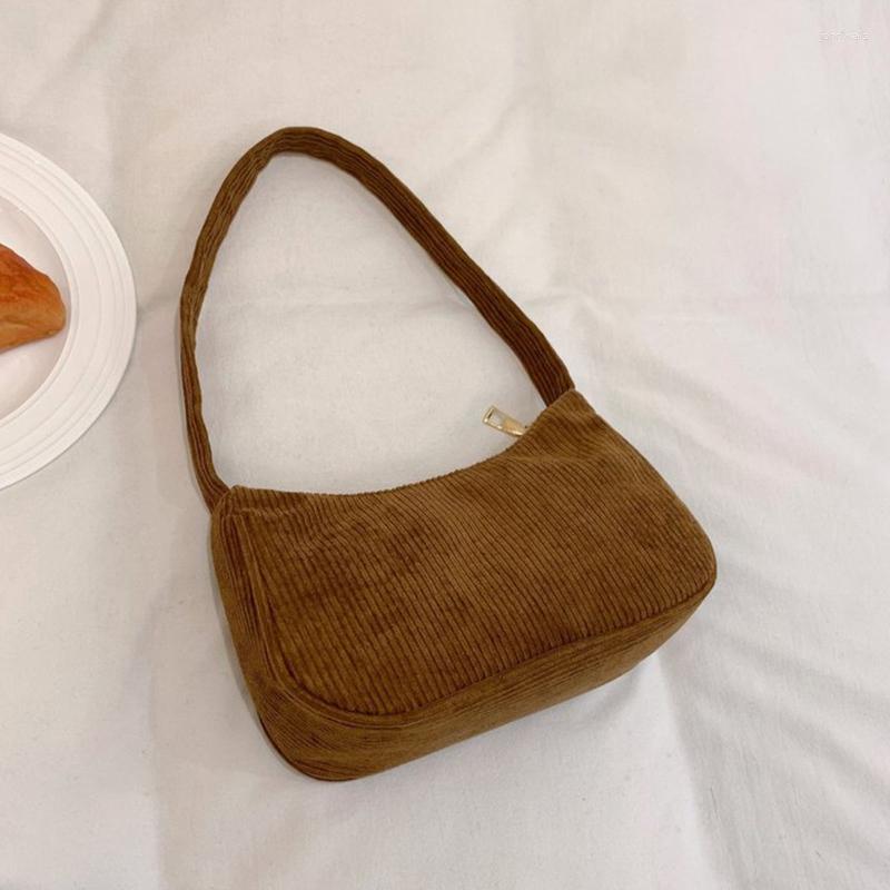 

Evening Bags The Winter Women Corduroy Stripe Casual Fashion Underarm Bag Travel Shoulder Zipper Shopping Female Handbag, White