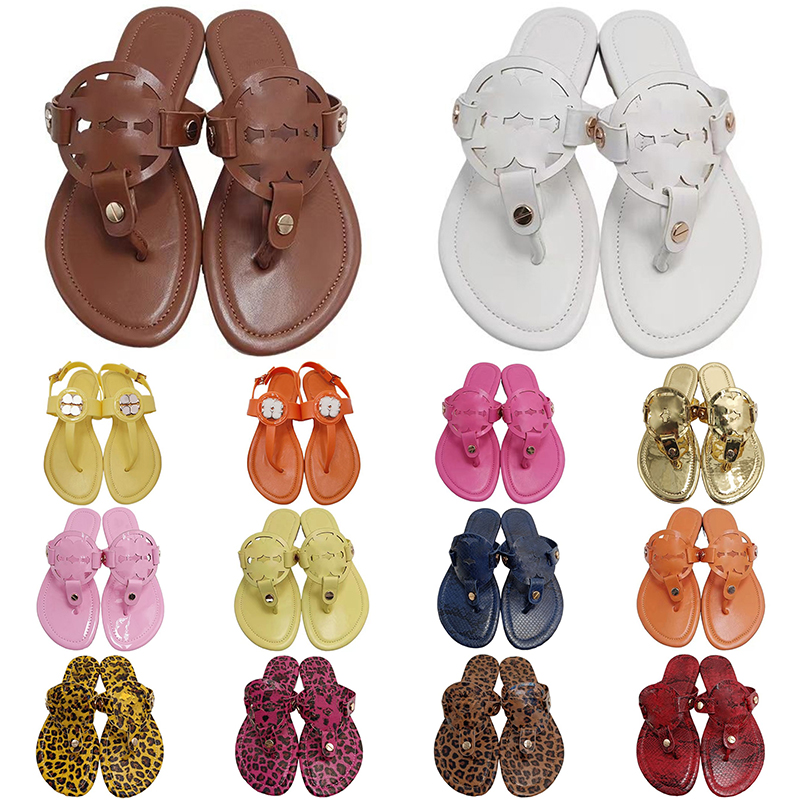 

designer slippers slides miller metallic flat leather sandals women white black pink luxury womens rubber sole slipper sandal