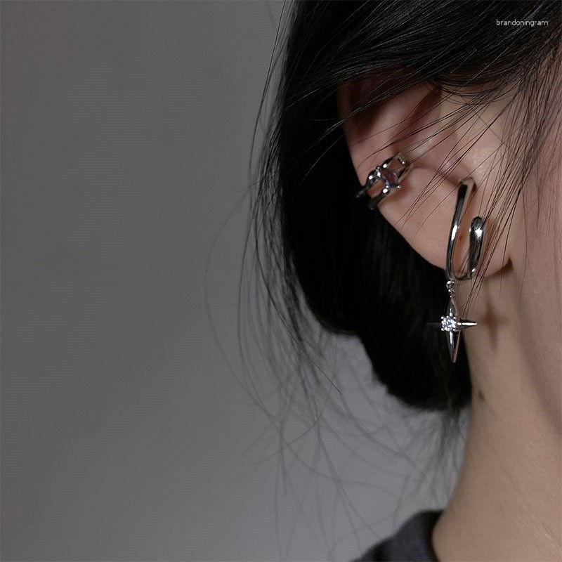 

Stud Earrings WLP Women Cartilage Earbone Clip Silver Color Personality Simple Star Drop Ear Non Pierce Cuff Fashion Jewelry
