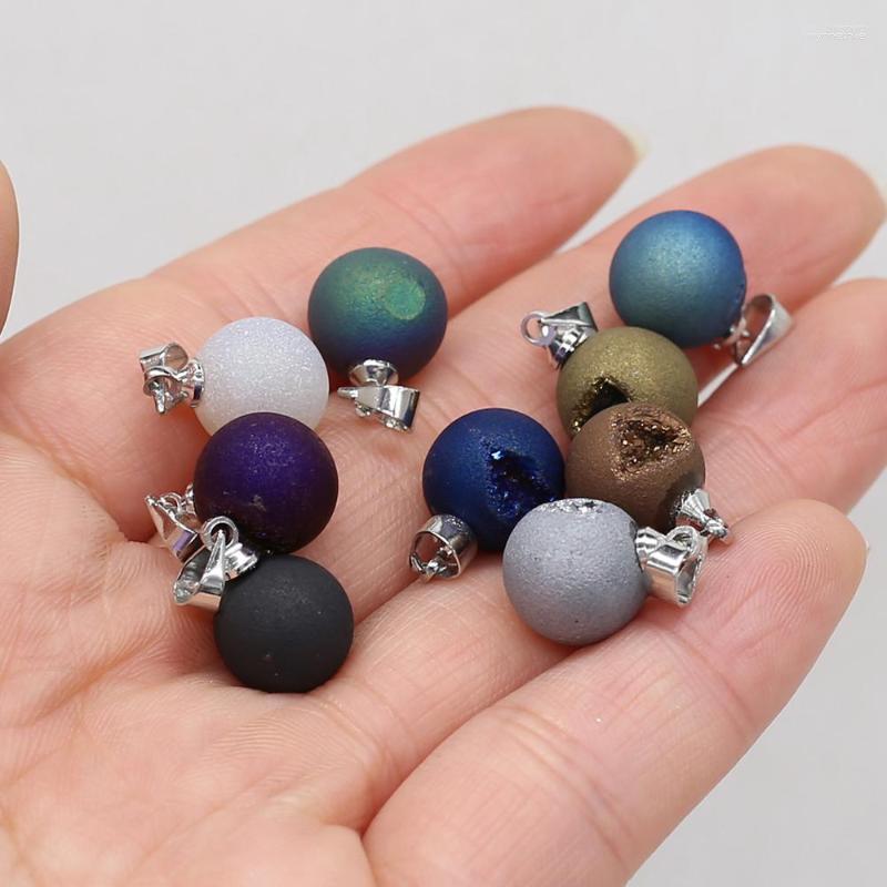 

Pendant Necklaces 1PC Natural Druzys Stone Round Shape Charms Agates For Making DIY Earring Necklace Bracelet Accessories