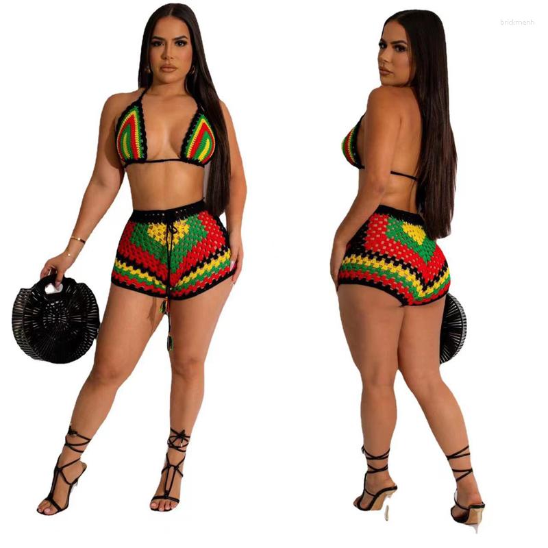 

Women' Swimwear Dress Summer Women 2023 Beach Cover Up Bathing Suit Weave Color Pants Plaid Acrylic Pareo For The Swimsuit Whole Bath Tunic, Black color matching