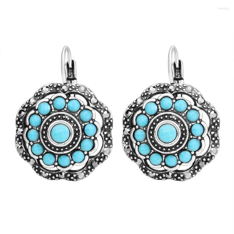 

Dangle Earrings Vintage Synthetic Turquoises Statement Drop For Women Full Stone Geometric Brincos