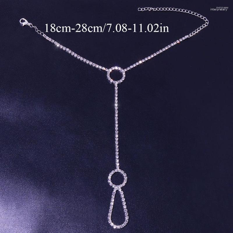 

Link Bracelets Stonefans Fashion Simple Rhinestone Round Finger Bracelet For Women Bohemian Hand Harness Chain Ring Jewelry Accessories