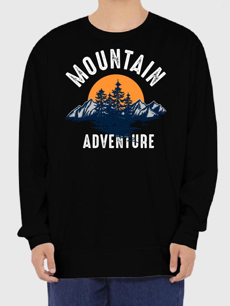 

Men's T Shirts Letter Print Loose Round Neck Pullover Sweatshirt, Black color