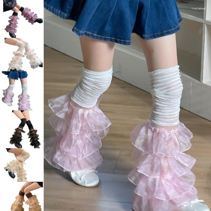 

Women Socks Minority Girl Stocking Sweet Cool Style Y2k Subcultures Lace Stitching Leg Long Pile Sock For OOTDs Wear, Beige
