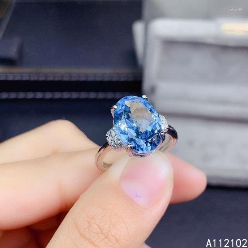 

Cluster Rings KJJEAXCMY Fine Jewelry 925 Sterling Silver Inlaid Natural Blue Topaz Classic Girl Gemstone Ring Support Test Chinese Style