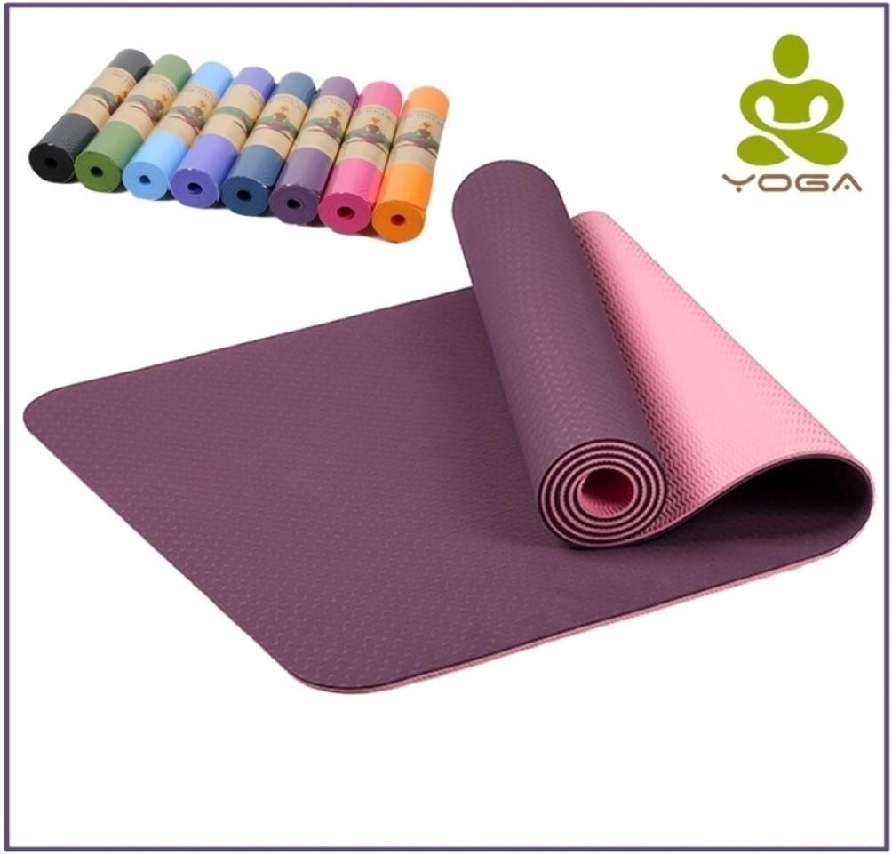 

6MM TPE Nonslip Yoga Mats For Fitness Tasteless Brand Pilates Mat 8Color Gym Exercise Sport Mats Pads with Yoga Bag Yoga Strap 202943423, Blue