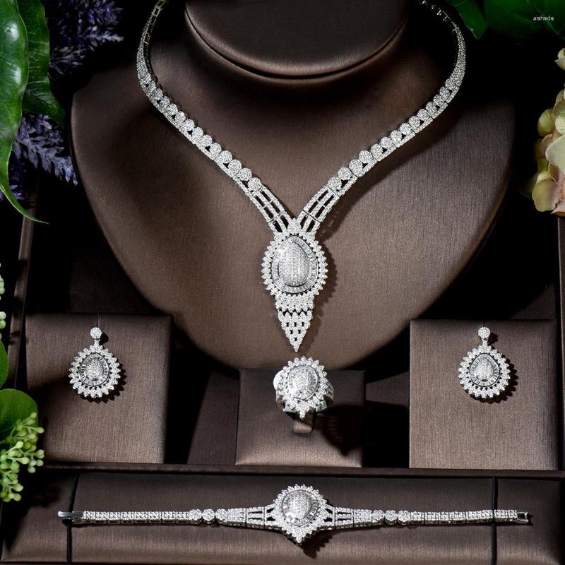 

Necklace Earrings Set Fashion Cubic Zirconia Luxuriant Four Pieces Of Wedding Party Dinner Jewelry For Women Accessorie N-1396, Picture shown