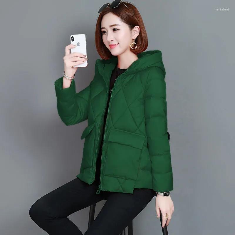 

Women's Trench Coats Down Cotton Clothes Women Hooded Short Thin Padded Jacket 2023 Middle-Aged Mom Autumn Winter Parkas Loose Coat Female, Green