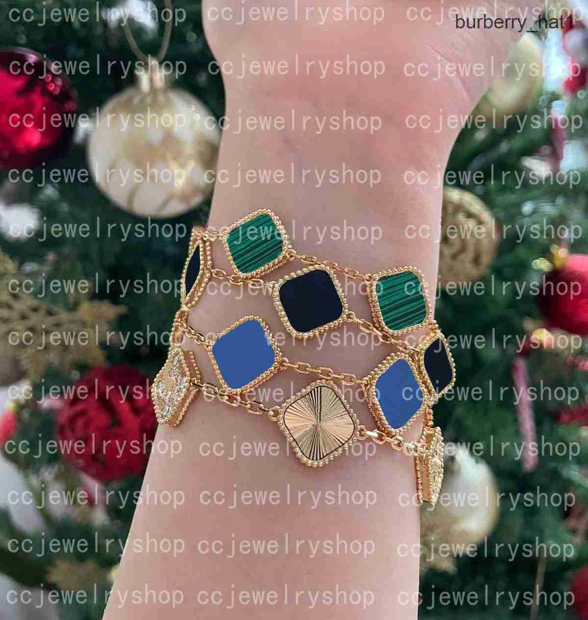 

Fashion Charm Bracelets Bangle Chain 18K Gold Agate Shell Mother-of-Pearl for Women Girl Wedding Mother' Day Jewelry Women gifts-A