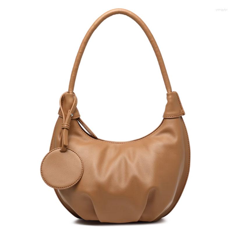 

Evening Bags Versatile And Fashion Underarm Bag With Pleated Cloud Design Women High Quality Shoulder, Brown