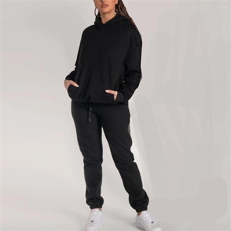

Women' Two Piece Pants Casual Hoodies Suit Winter Spring Solid Tracksuit Women Fleece 2 Pieces Set Sports Sweatshirts Pullover Sweatpants