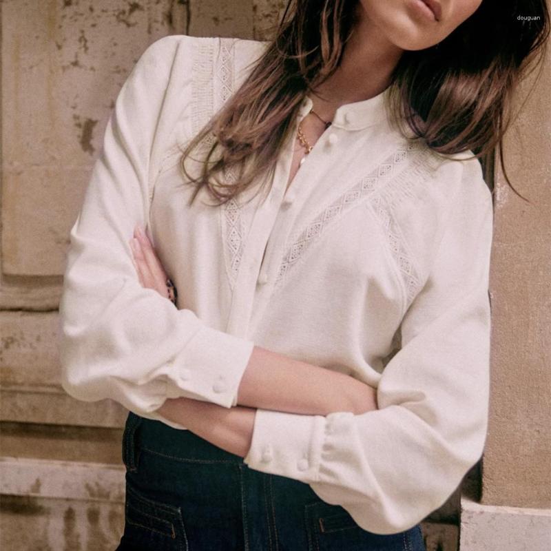 

Women' Blouses Aich Mirror Lace Embroidery Women Shirt O-Neck Long Sleeve Hollow Out Button Cardigan Vintage Classic Casual Lady Top 2023, Shirt 1