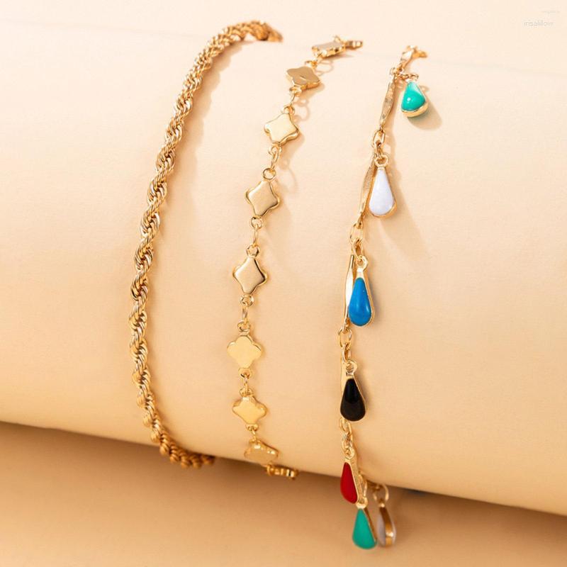 

Anklets Bohemian Style 3PCs/Set Gold Color Set For Women Multilayer Chain Bracelet Anklet Foot Summer Beach On Jewelry Gift