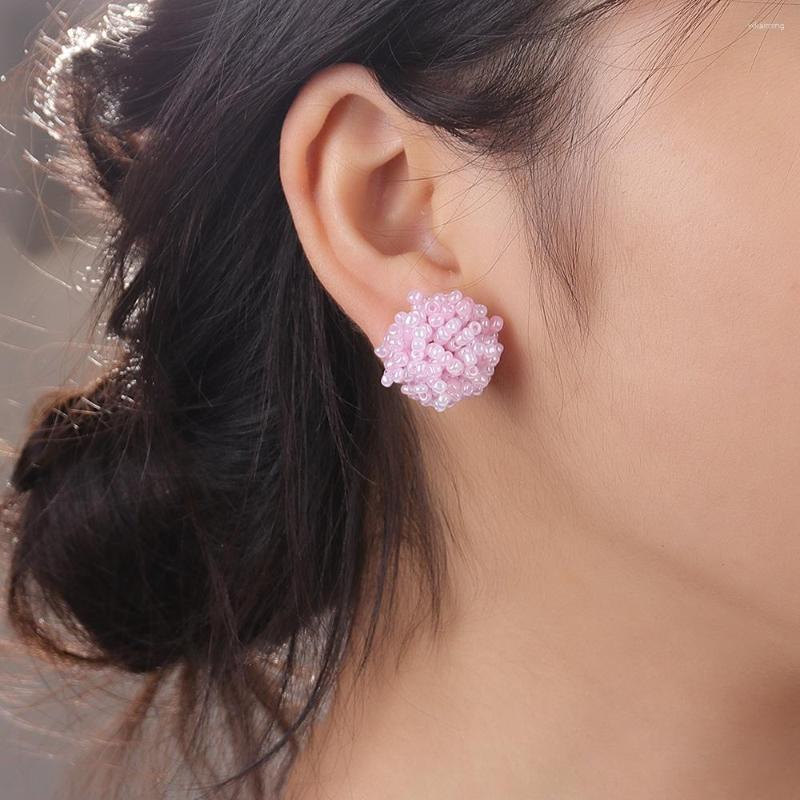 

Dangle Earrings Bohemian Vintage Exaggerated Personality Half Ball Rice Beads For Women Fashion Temperament Stud Jewelry