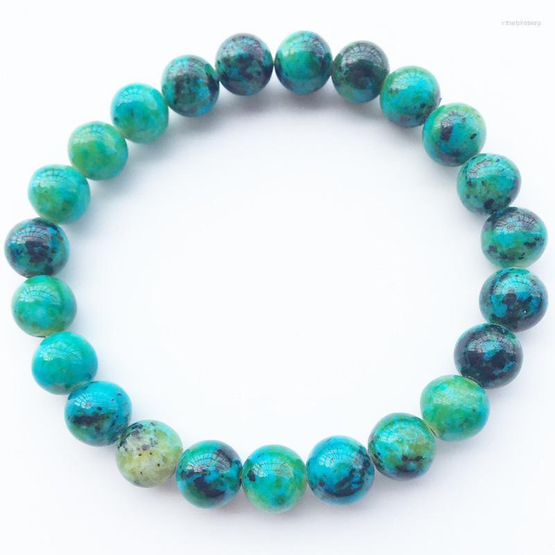 

Strand Natural Stone 8mm Beads High Quality Green Phoenix Round Elastic Rope Chain Suitable Male Female Friends Match