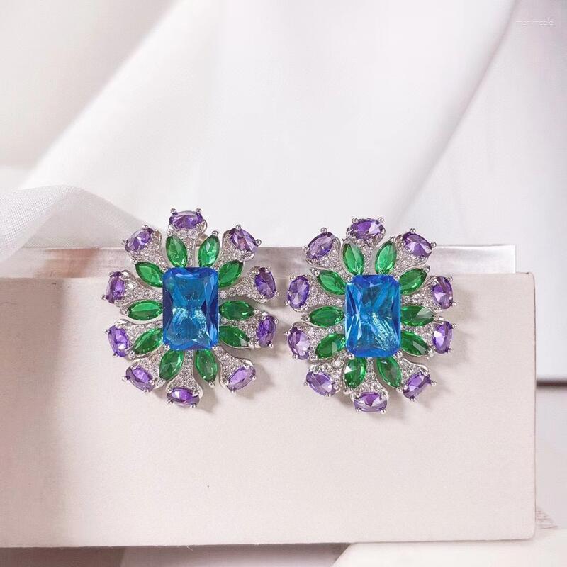 

Stud Earrings Fashion Windmill Earring Luxury Cubic Zirconia Crystal Shinning Women For Party Banquet Jewelry
