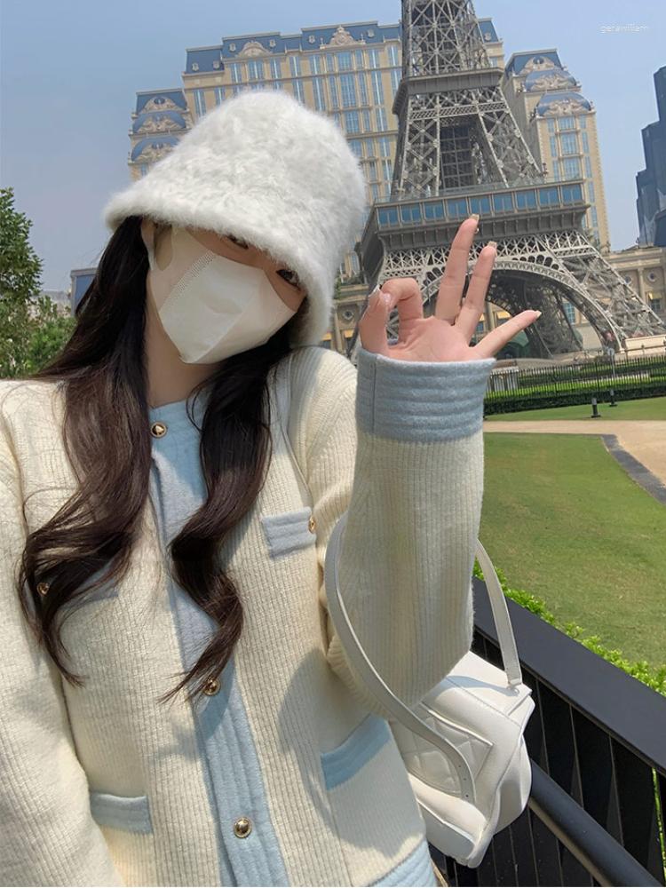 

Women' Knits Knitted Cardigan Women Casual Elegant Sweater Coats Office Lady 2023 Autumn Deisgn Y2k Crop Tops Female Korean Fashion Chic, Beige