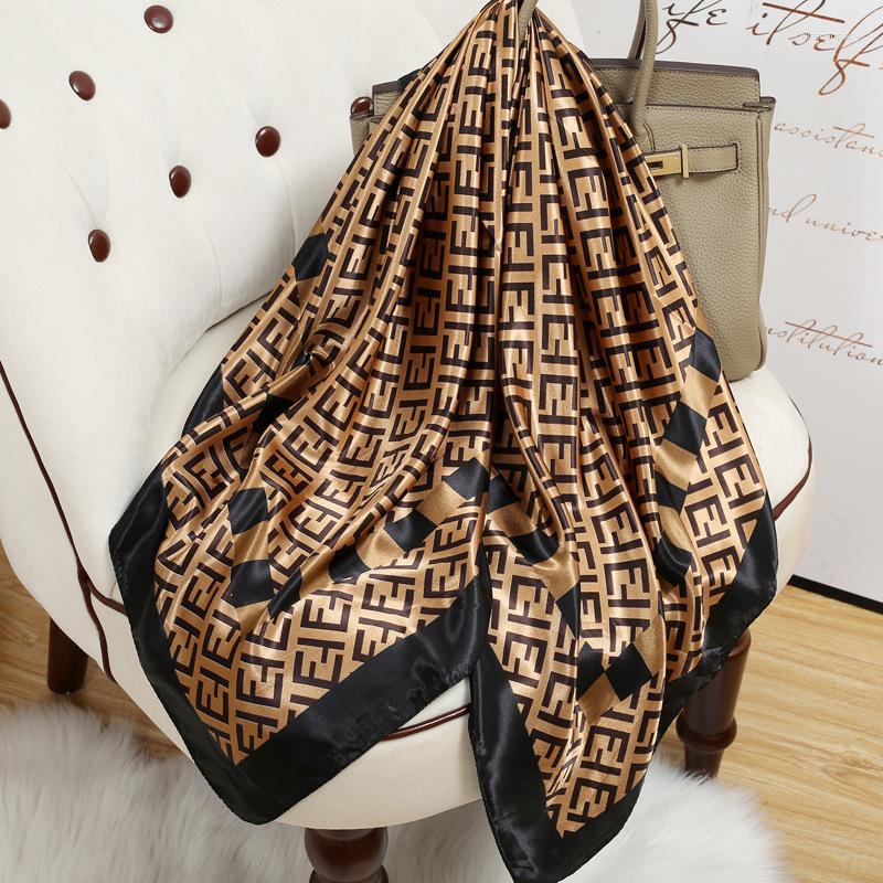 

Scarves Satin Shawl Design Print Silk Square Scarf Women Female Wrap Headkerchief Hijab Beach Stoles Hair Band Echarpe Bandana 2023