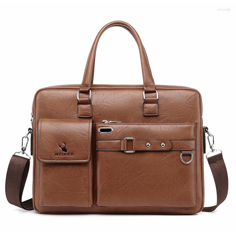 

Briefcases Men's Briefcase Bag Men Handbag Business Travel Shoulder Messenger Bags Office 14 Inch Laptop, Black