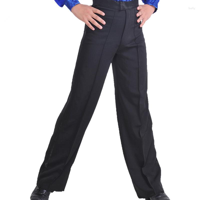 

Stage Wear 2023 Arrival Black Color Professional Mens Latin Dance Pants Spandex Boys Ballroom