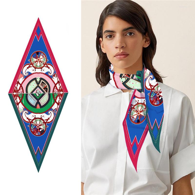 

Scarves Spring Autumn Carriage Print Diamond Scarf Women Silk Women's Head Fashion Shawl Hijab Foulard