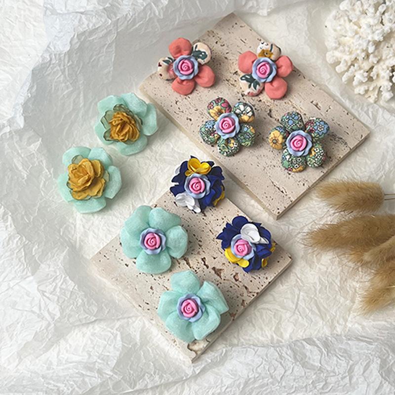 

Stud Earrings Bohemia Romantic Sweet Summer Colorful Cotton Lace Flower Big Earring For Women Luxury Handmade Beach Party Jewelry