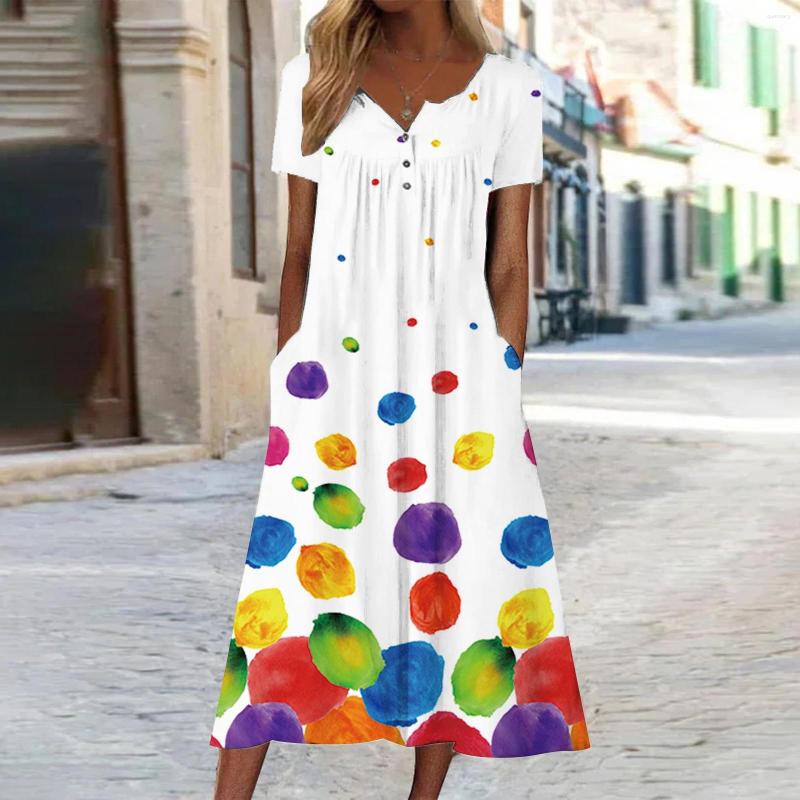 

Casual Dresses Women Summer Short Sleeve Floral Print Crew Neck Loose Dress Boho Beach Mini With Shirt Cotton, Black