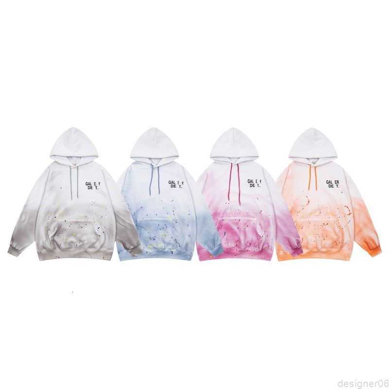 

Men's hoodie designer long-sleeved hoodie tie-dye splash ink hand-painted graffiti fog high street loose galleryes hoodie shirt for men and women style depts hoodie, Brown