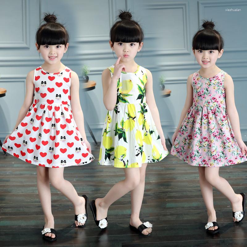 

Girl Dresses Children's Wear Dress 2023 Summer Cotton Princess Multicolor Vest