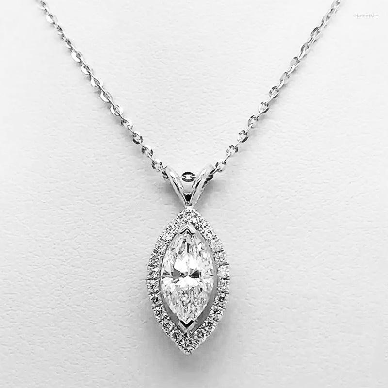 

Pendant Necklaces Silver Color Marquise Shape Pendent Necklace For Women Dazzling Crystal Zircon Simple Stylish Female Jewelry