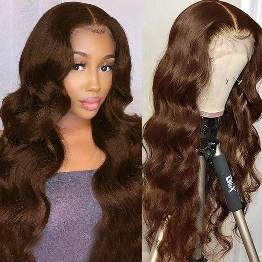 

New Product 13x4 Brown Hd Lace Frontal Wig Body Wave Lace Front Wigs Transparent Chocolate Brown Colored Human Hair Wigs for Women Remy T, Natural color